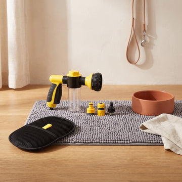 The Complete Reset Kit — exactly what's in the box: Reset Mat, Reset Jet with adapters, and Petting Glove