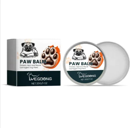 Pawdelou Paw Balm applied to a dog's paw pads