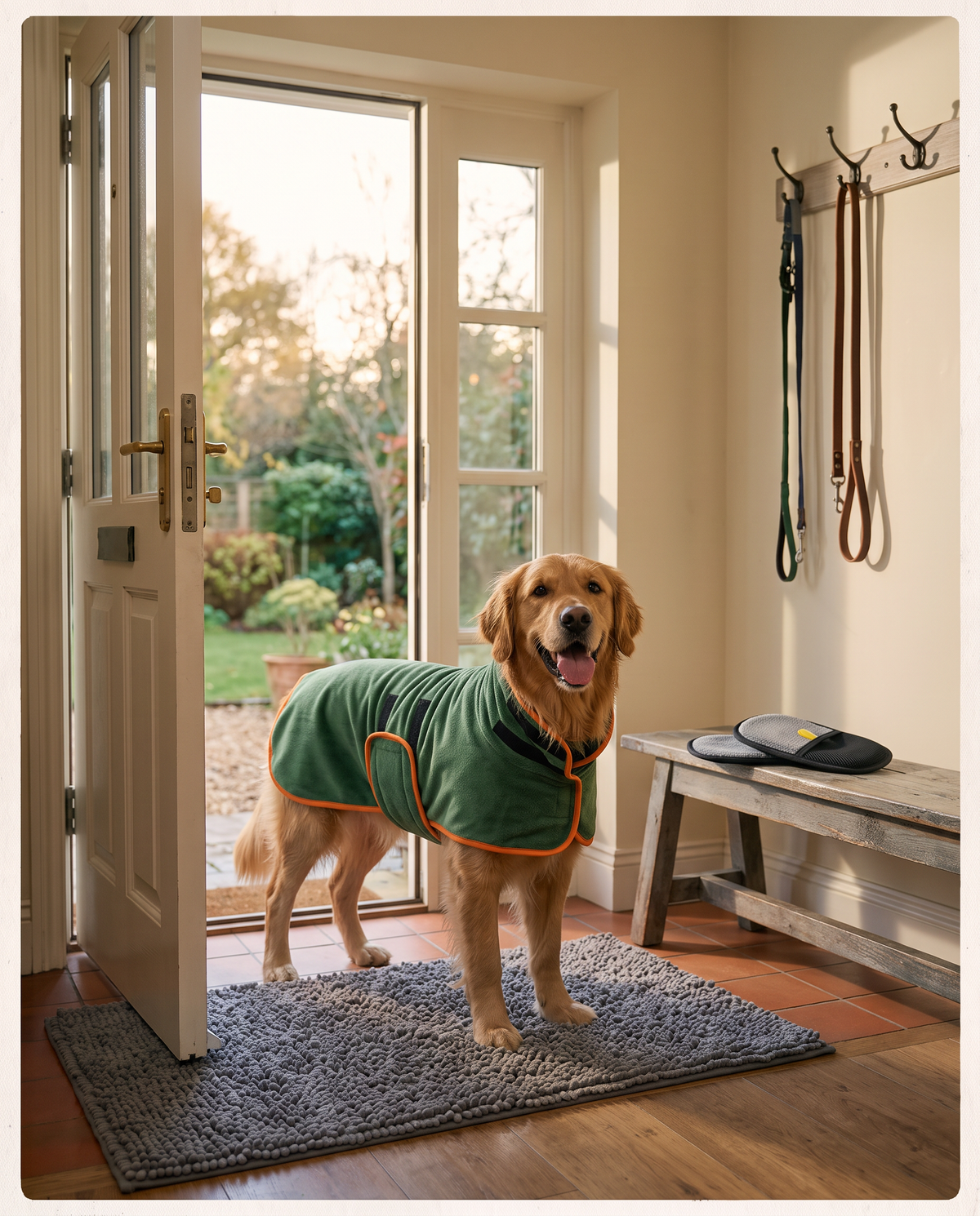 Pawdelou Urban Reset Kit with mat, robe and grooming glove